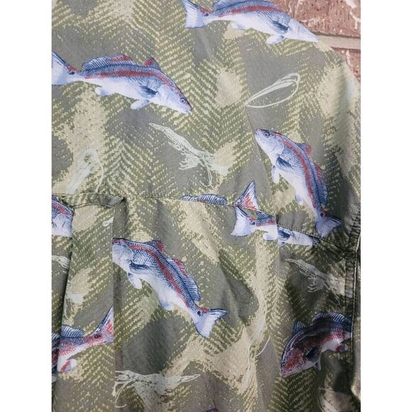 Vintage 2000's Columbia Button Down, Fish Pattern, 100% Cotton, Mens XL - Picture 4 of 5